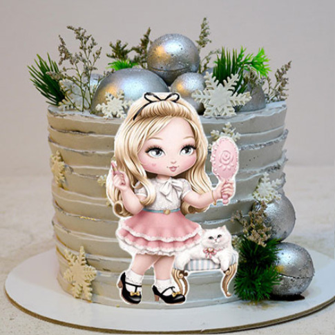 کیک توپک نقره ای دخترانه