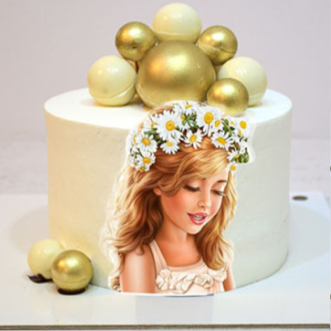 کیک توپک طلایی دخترانه